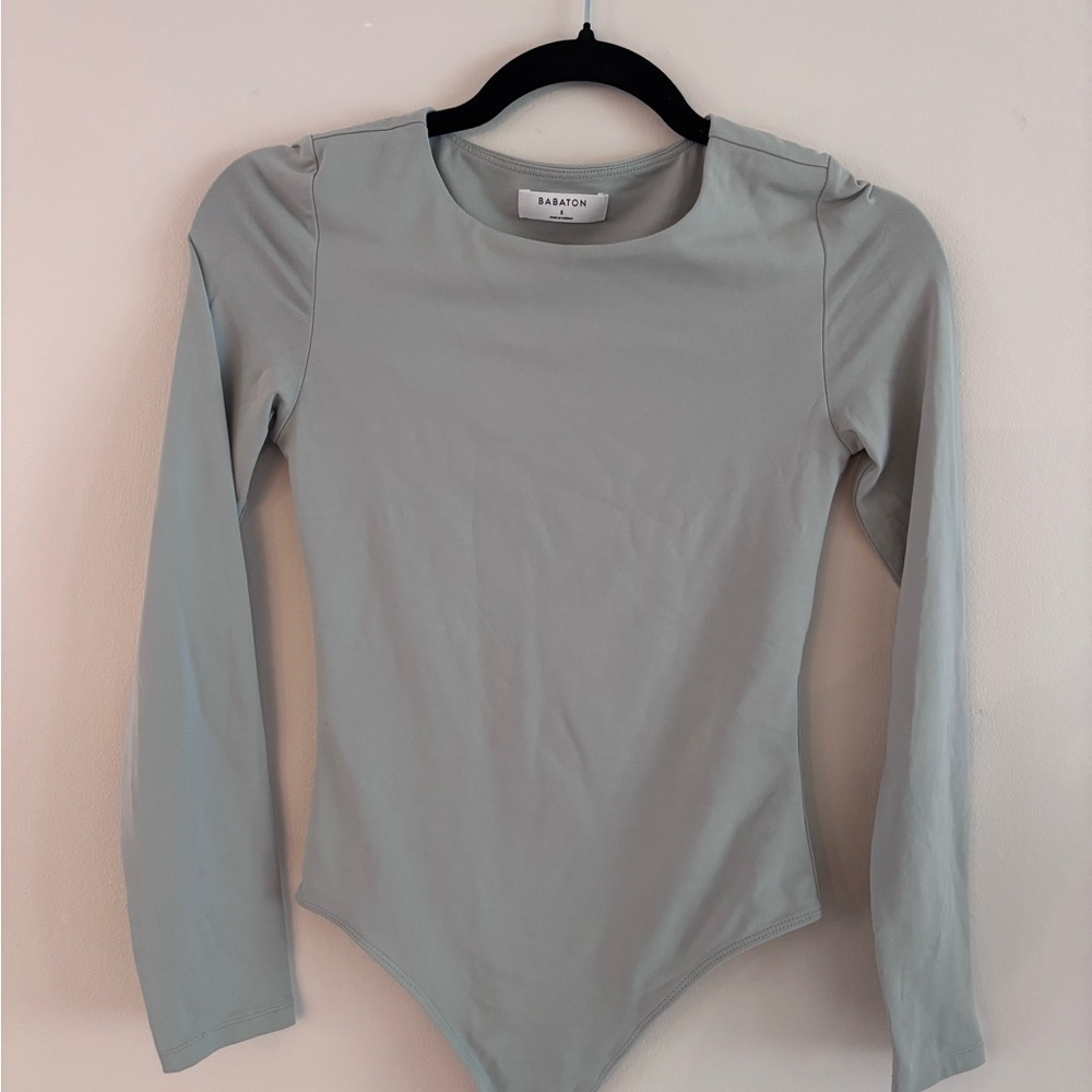 Babaton Contour Crew Long-Sleeve Bodysuit, Grey, Crewneck, Size Small - Picture 3 of 8